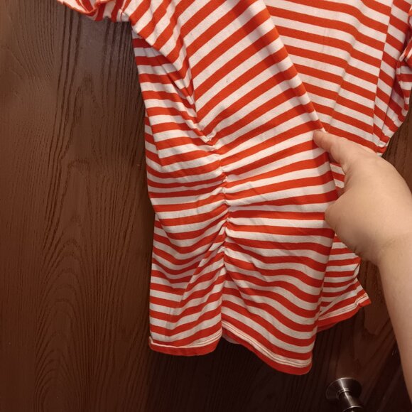 MICHAEL Michael Kors plus size women's shoulder zipper orange & white T-shirt 3X - Picture 6 of 13